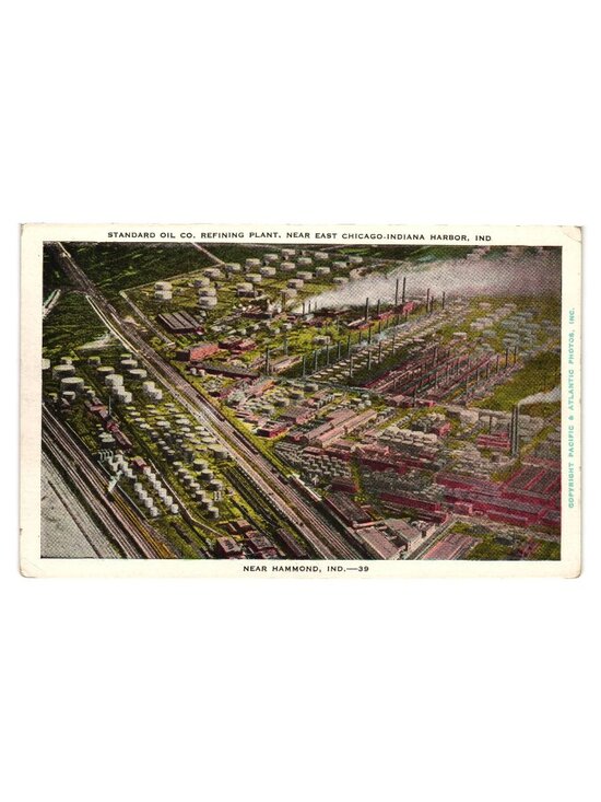 Vintage Postcard Standard Oil Refining Plant Aerial View East Chicago Indiana US